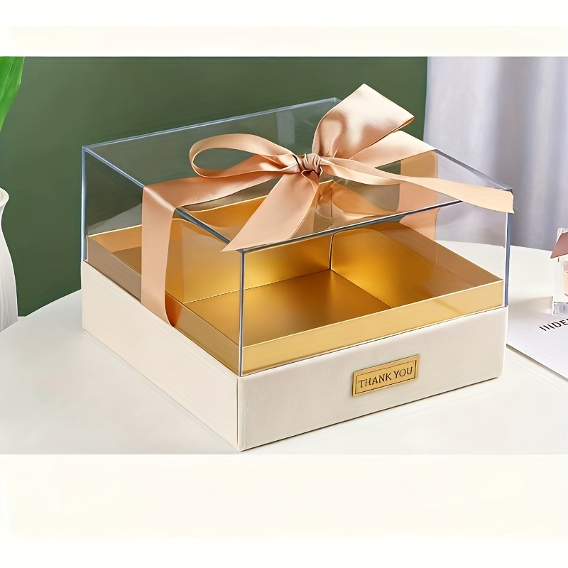 3 Transparent Acrylic Gift Boxes with Ribbon Bow